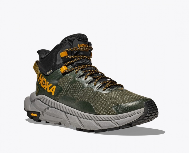 Dark Green HOKA Trail Code GTX Men's Hiking Boots | 769821QAS