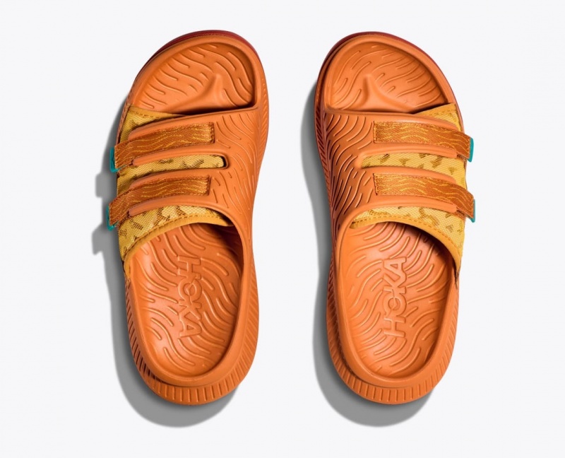 Dark Orange HOKA Ora Luxe Men's Slide | 076452TBY