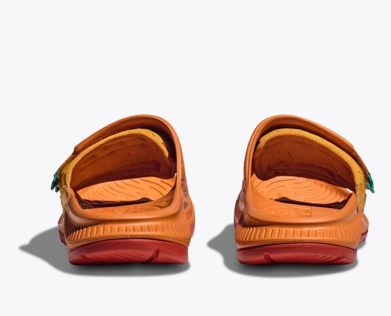 Dark Orange HOKA Ora Luxe Men's Slide | 076452TBY