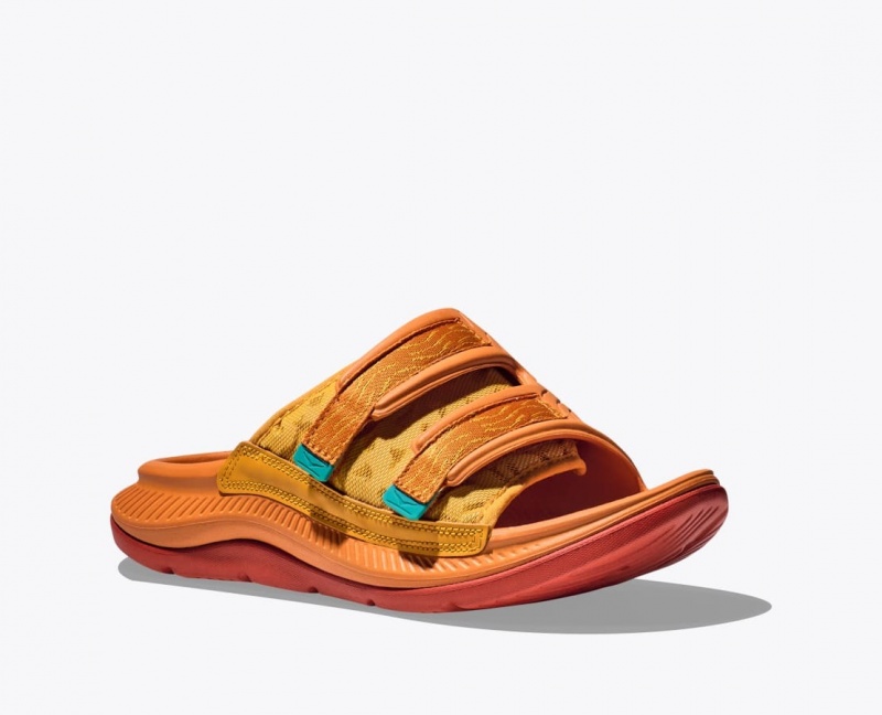 Dark Orange HOKA Ora Luxe Men's Slide | 076452TBY