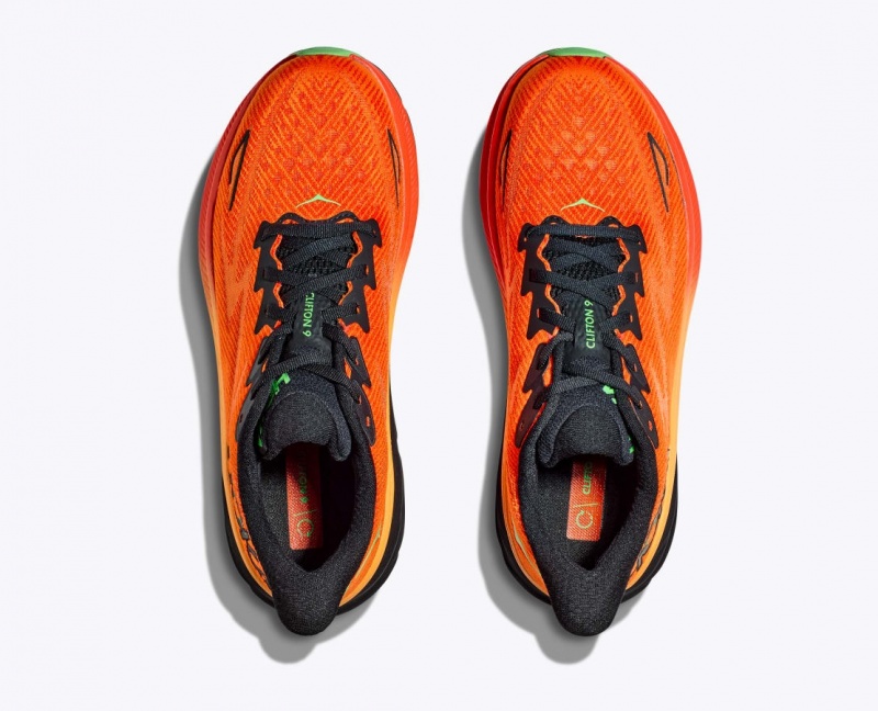 Dark Orange / Black HOKA Clifton 9 Men's Running Shoes | 072861JHD