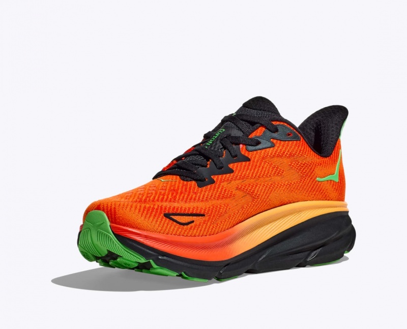 Dark Orange / Black HOKA Clifton 9 Men's Running Shoes | 072861JHD