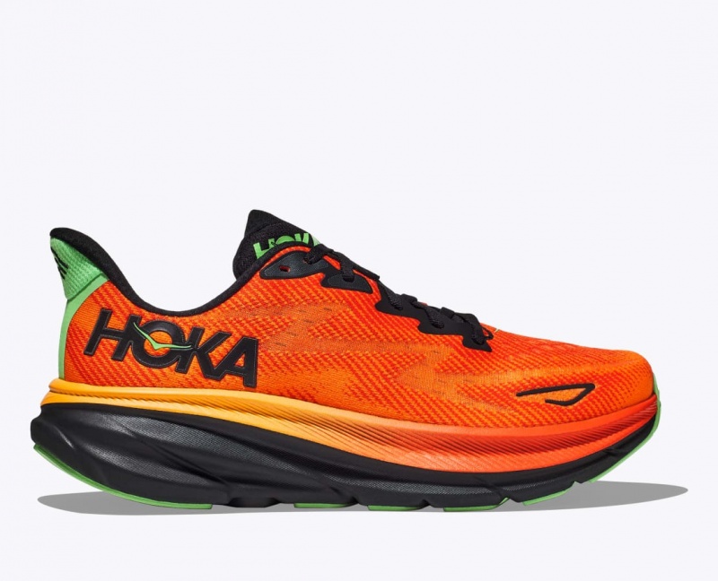 Dark Orange / Black HOKA Clifton 9 Men\'s Running Shoes | 072861JHD