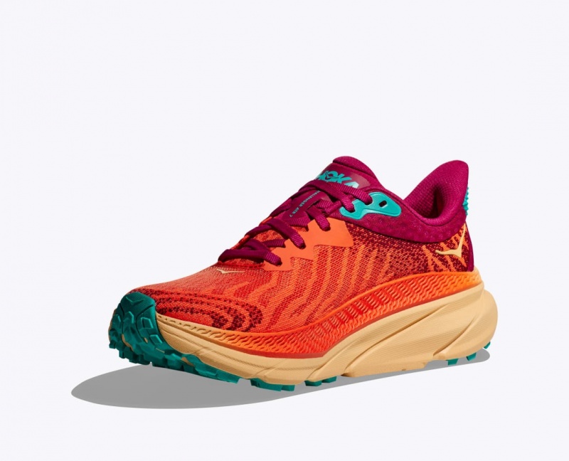 Dark Orange / Red HOKA Challenger 7 Men's Trail Running Shoes | 470931BUW