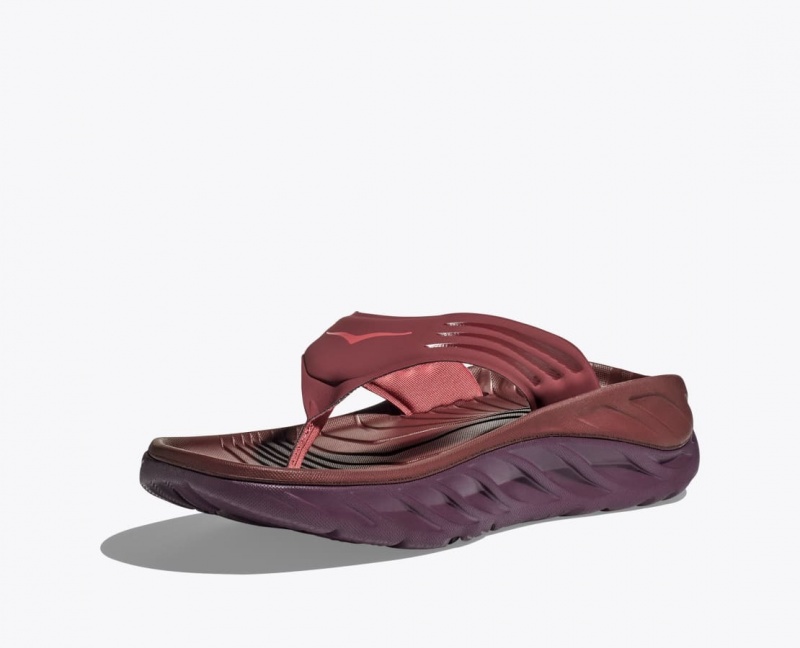 Dark Red HOKA ORA Recovery Men's Flip Flops | 658192UFC