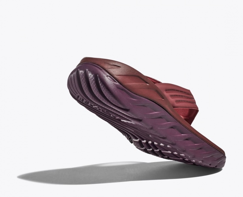 Dark Red HOKA ORA Recovery Men's Flip Flops | 658192UFC