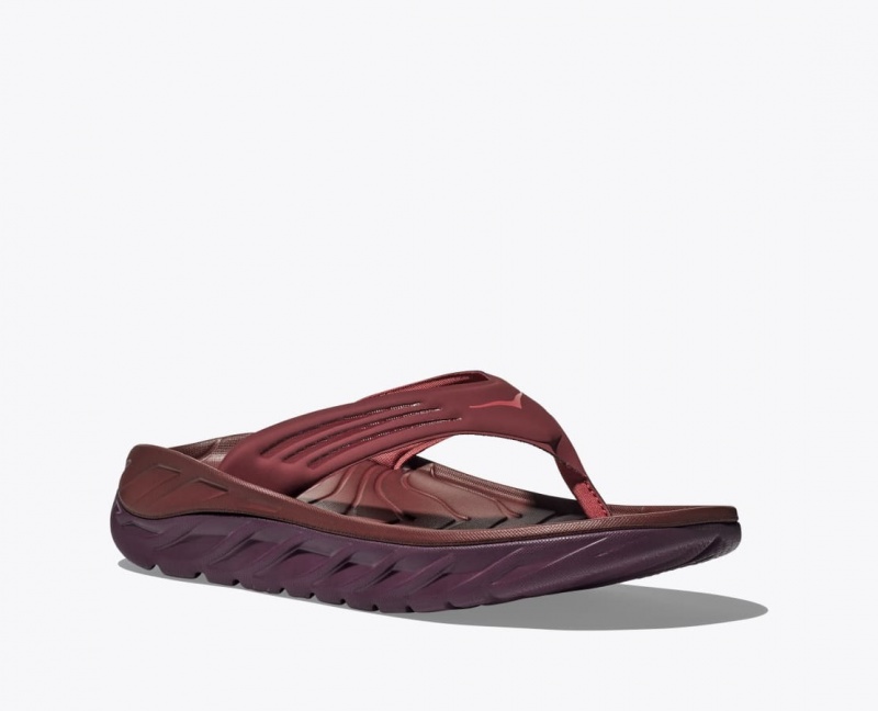 Dark Red HOKA ORA Recovery Men's Flip Flops | 658192UFC