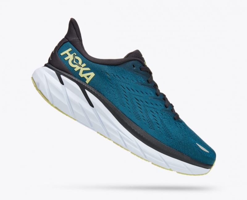 Dark Turquoise / Black HOKA Clifton 8 Men's Running Shoes | 691705ICD