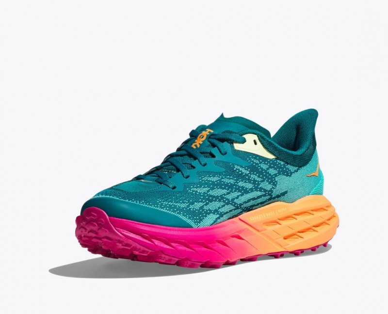 Dark Turquoise / Pink / Orange HOKA Speedgoat 5 Men's Trail Running Shoes | 531902ZFG