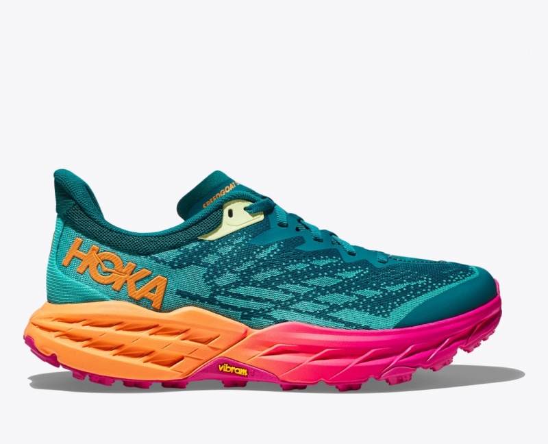 Dark Turquoise / Pink / Orange HOKA Speedgoat 5 Men\'s Trail Running Shoes | 531902ZFG