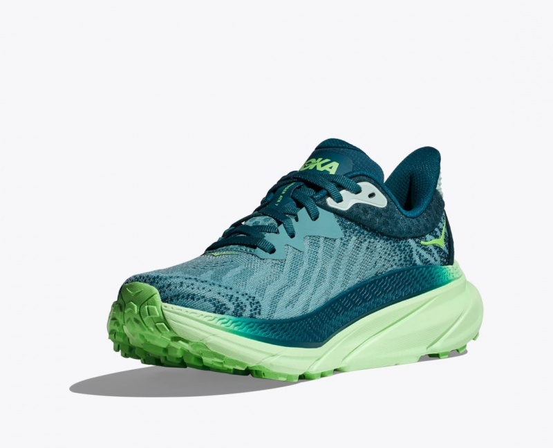 Green HOKA Challenger 7 Women's Trail Running Shoes | 713682QWN