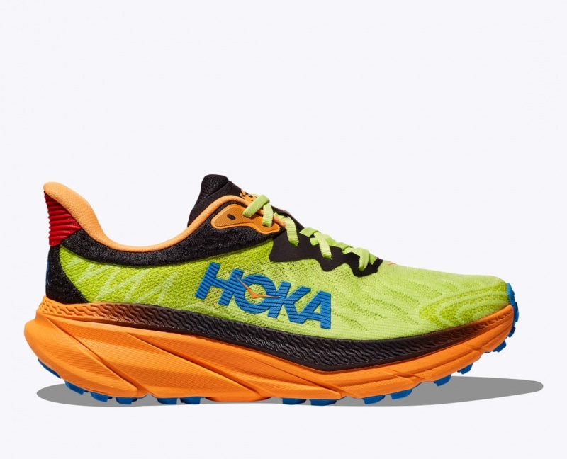 Green / Black / Orange HOKA Challenger 7 Men\'s Trail Running Shoes | 867924WNC