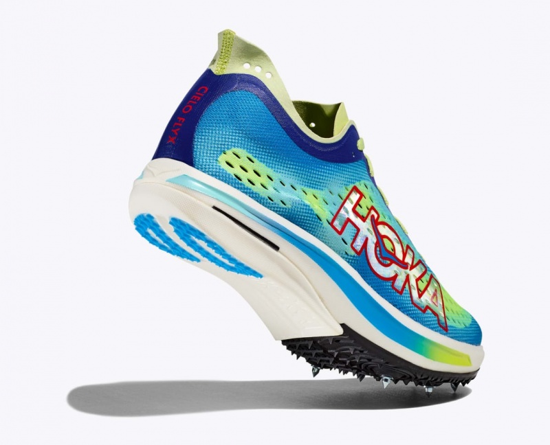 Green / Blue HOKA Cielo FLYX Men's Track Spikes | 017654LNI