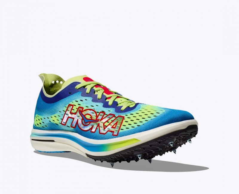 Green / Blue HOKA Cielo FLYX Men's Track Spikes | 017654LNI