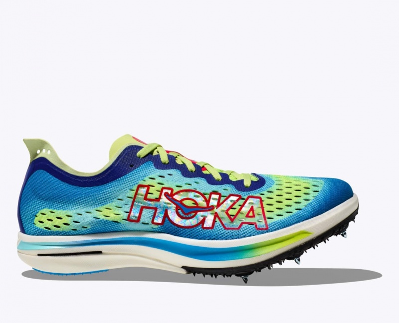 Green / Blue HOKA Cielo FLYX Men\'s Track Spikes | 017654LNI