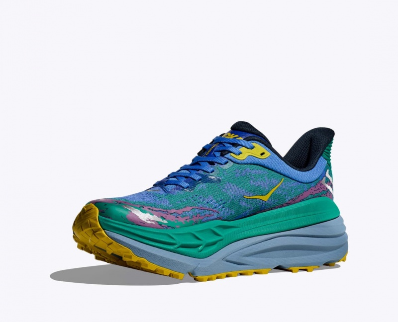 Green / Blue HOKA Stinson 7 Men's Trail Running Shoes | 318407YKO