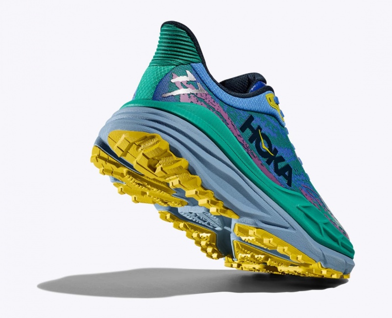 Green / Blue HOKA Stinson 7 Men's Trail Running Shoes | 318407YKO