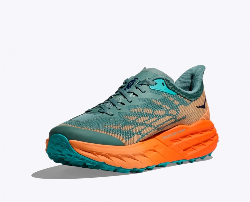 Green / Orange HOKA Speedgoat 5 Men's Trail Running Shoes | 185670YOG