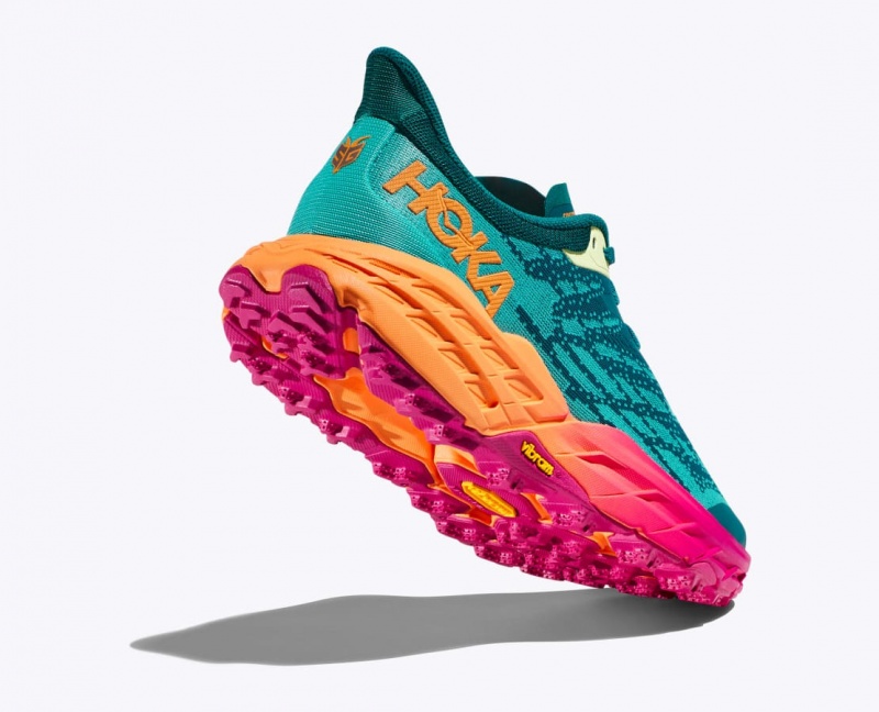 Green / Orange HOKA Speedgoat 5 Women's Trail Running Shoes | 137829VUJ