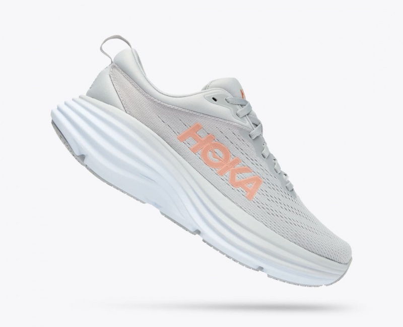 Grey HOKA Bondi 8 Women's Running Shoes | 754812QYR