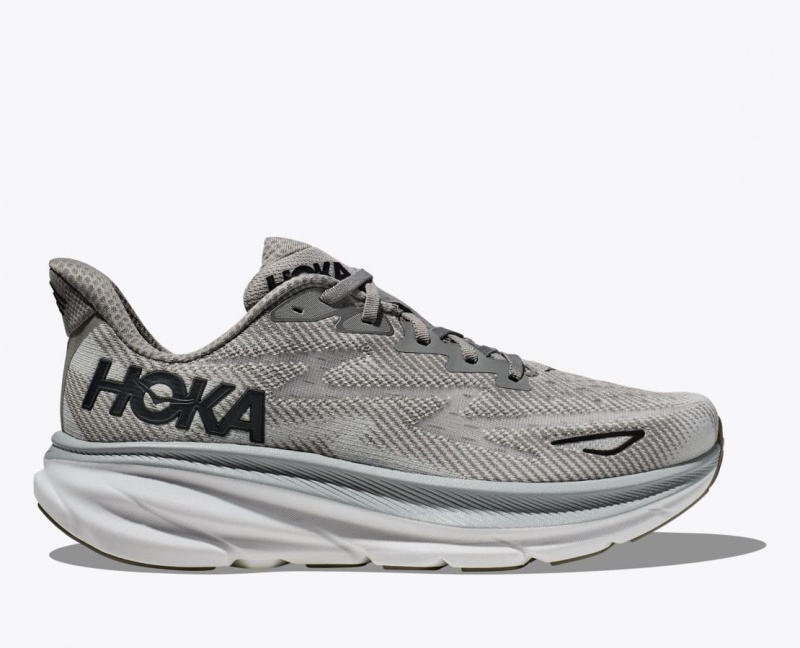 Grey HOKA Clifton 9 Men\'s Running Shoes | 409653HSQ