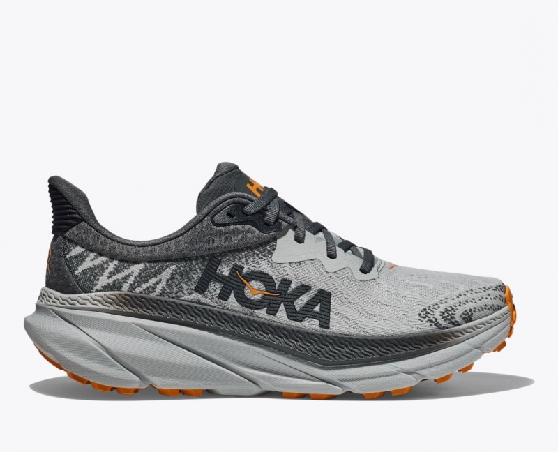 Grey / Black HOKA Challenger 7 Men\'s Trail Running Shoes | 047285AEU