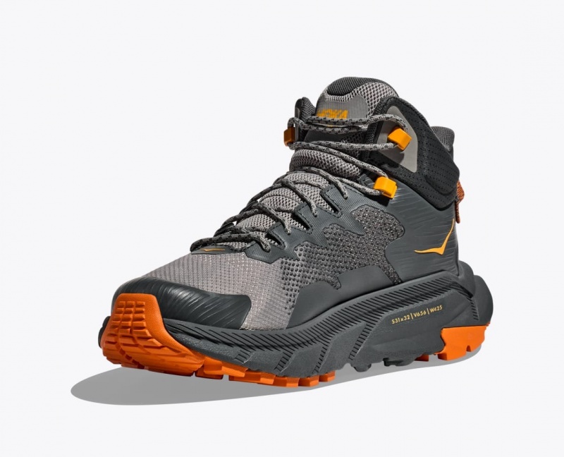 Grey / Black HOKA Trail Code GTX Men's Hiking Boots | 973840RWQ