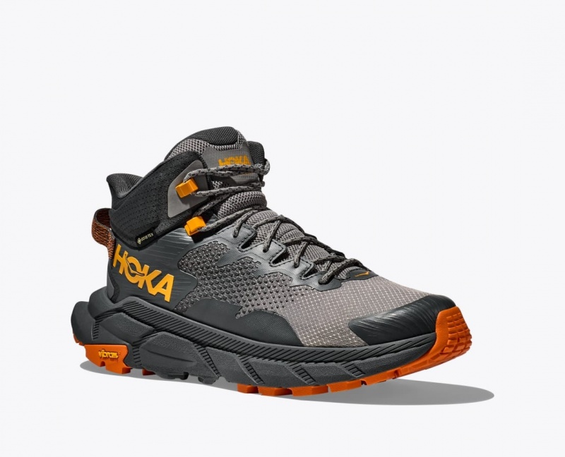 Grey / Black HOKA Trail Code GTX Men's Hiking Boots | 973840RWQ