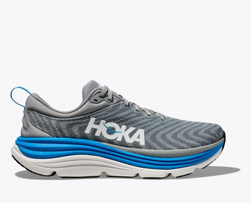 Grey / Blue HOKA Gaviota 5 Men\'s Running Shoes | 519682YGT