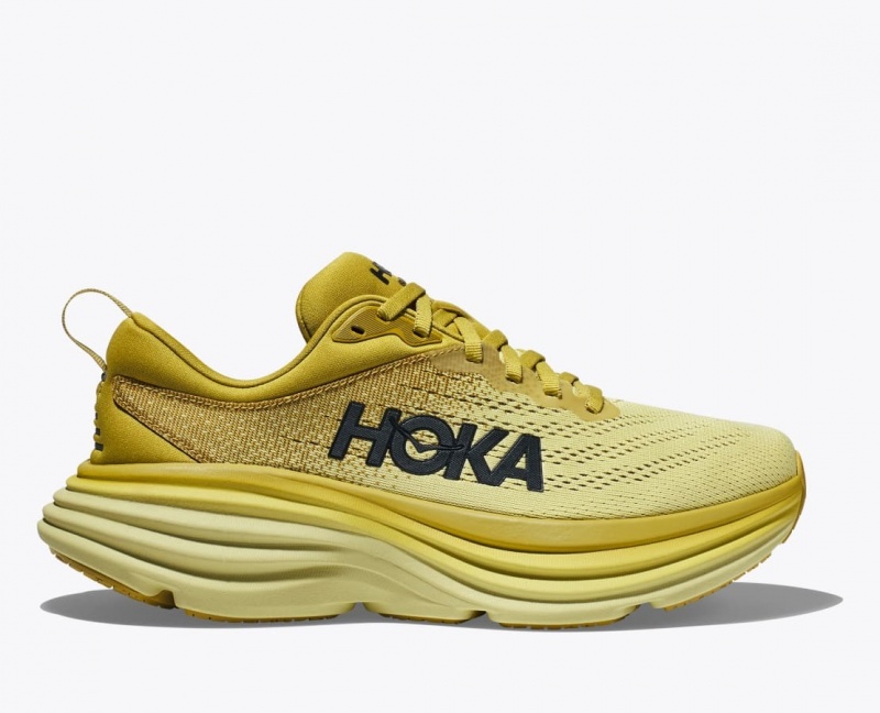 Khaki HOKA Bondi 8 Men\'s Running Shoes | 762098EMS