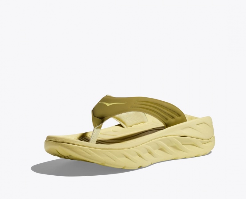 Khaki HOKA ORA Recovery Men's Flip Flops | 209586KFG