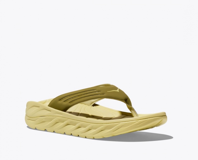 Khaki HOKA ORA Recovery Men's Flip Flops | 209586KFG