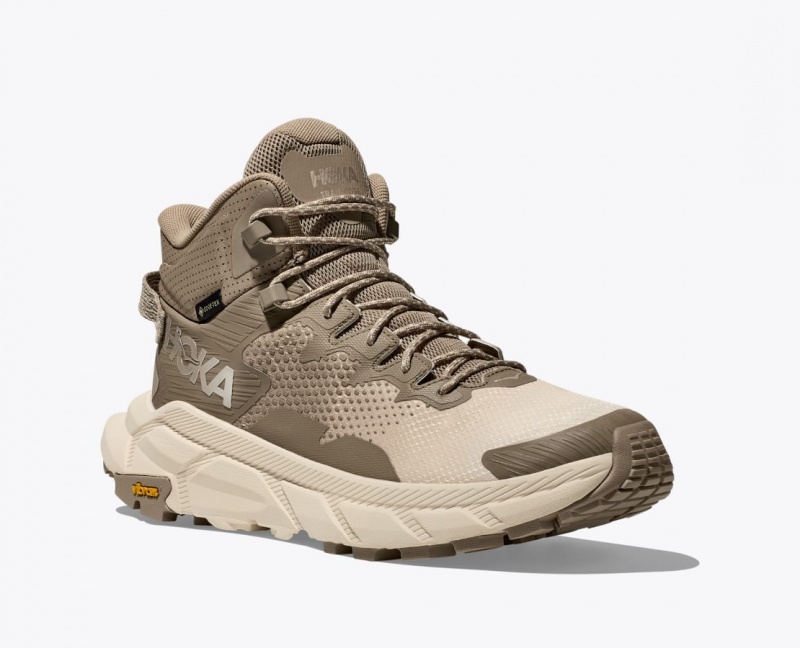 Khaki / Beige HOKA Trail Code GTX Men's Hiking Boots | 154328PDT