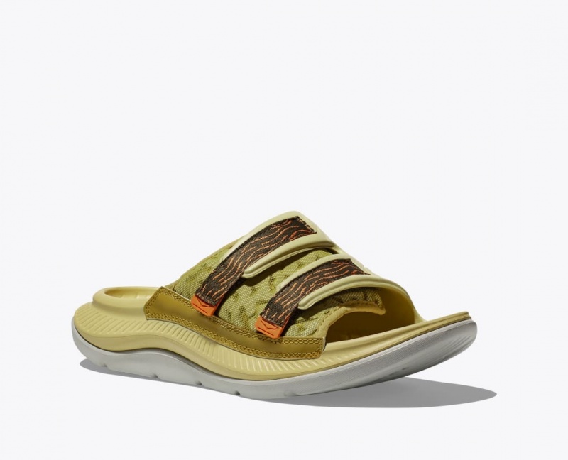 Khaki / Brown HOKA Ora Luxe Men's Slide | 348617JLX