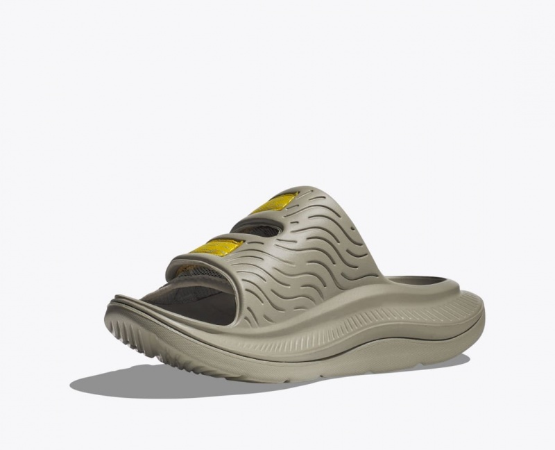 Khaki / Yellow HOKA Ora Luxe Men's Slide | 862947UHF