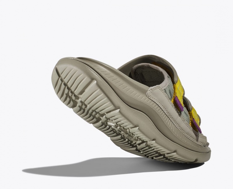 Khaki / Yellow HOKA Ora Luxe Men's Slide | 862947UHF