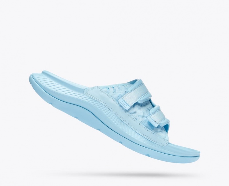 Light Blue HOKA Ora Luxe Men's Slide | 291387TQE