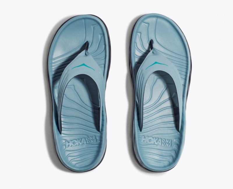 Light Blue / Black HOKA ORA Recovery Men's Flip Flops | 053948LGE