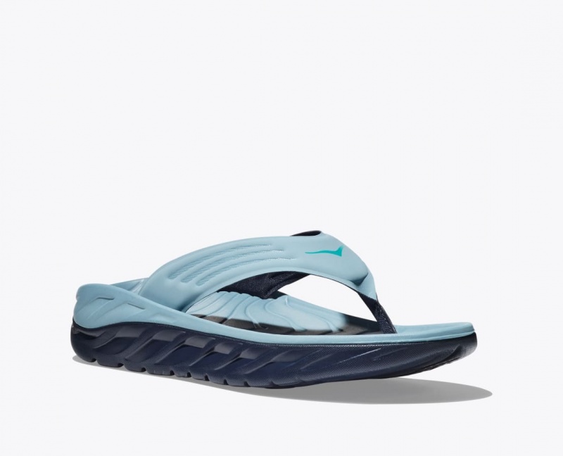 Light Blue / Black HOKA ORA Recovery Men's Flip Flops | 053948LGE