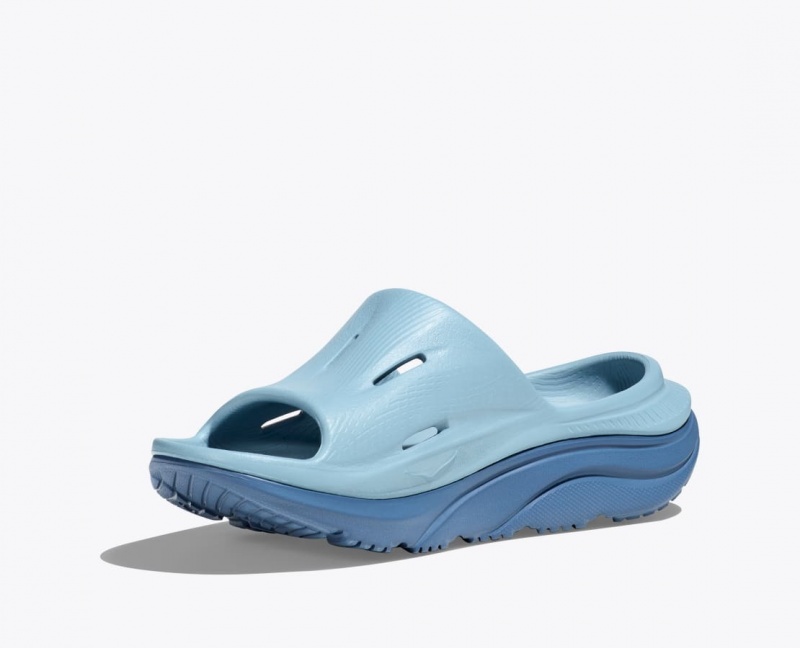 Light Blue / Dark Blue HOKA Ora Recovery 3 Kids' Slides | 036829QKE