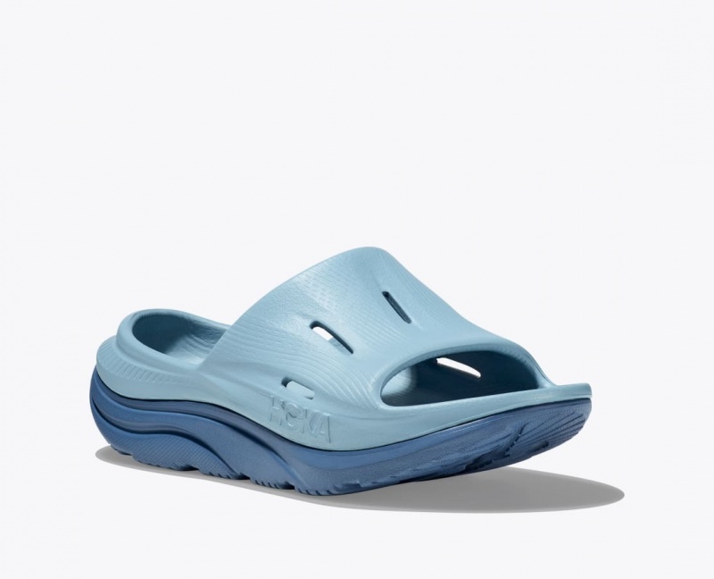 Light Blue / Dark Blue HOKA Ora Recovery 3 Kids' Slides | 036829QKE