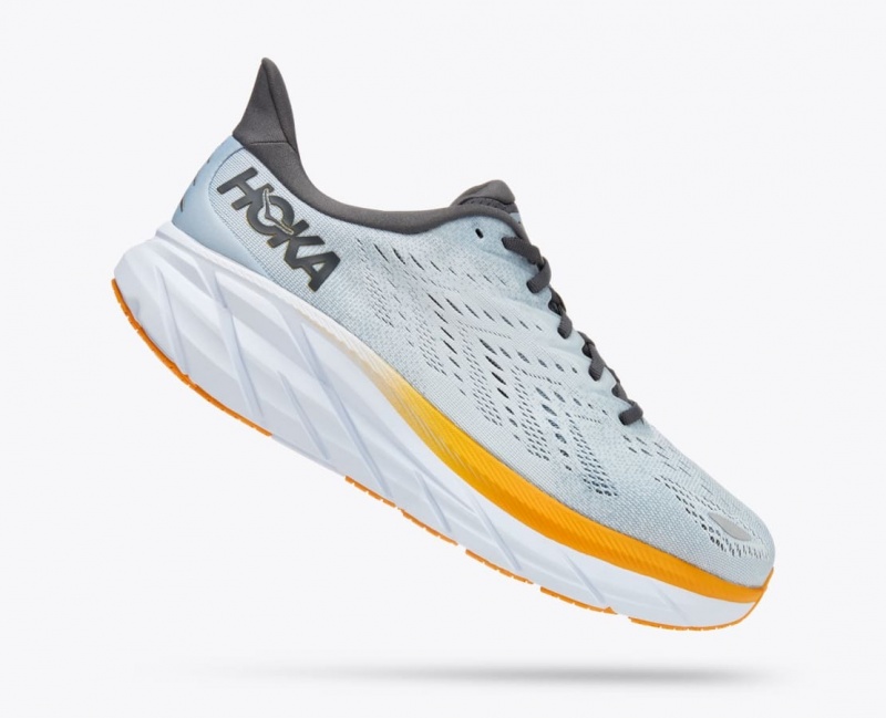 Light Blue / Orange HOKA Clifton 8 Men's Running Shoes | 273194QAD