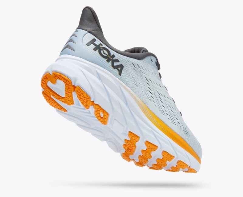 Light Blue / Orange HOKA Clifton 8 Men's Running Shoes | 273194QAD