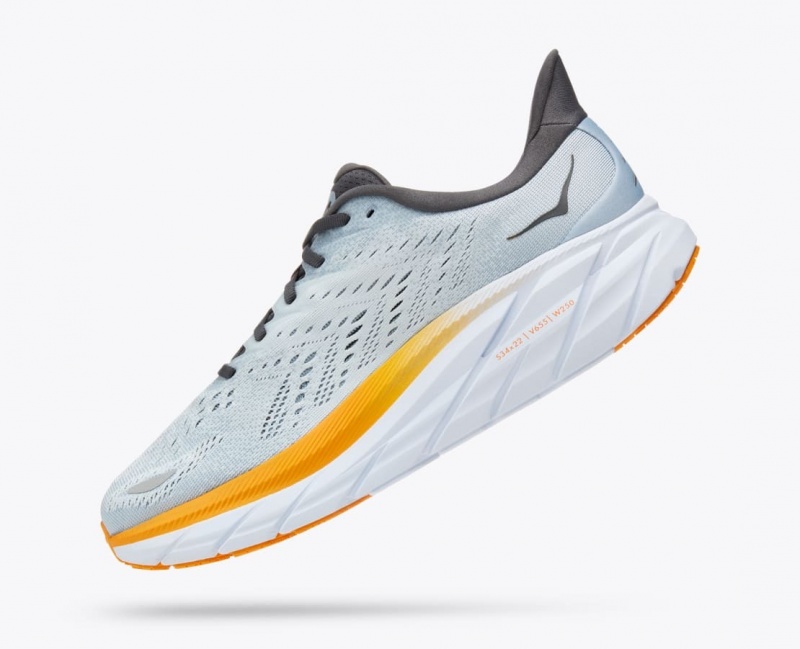 Light Blue / Orange HOKA Clifton 8 Men's Running Shoes | 273194QAD