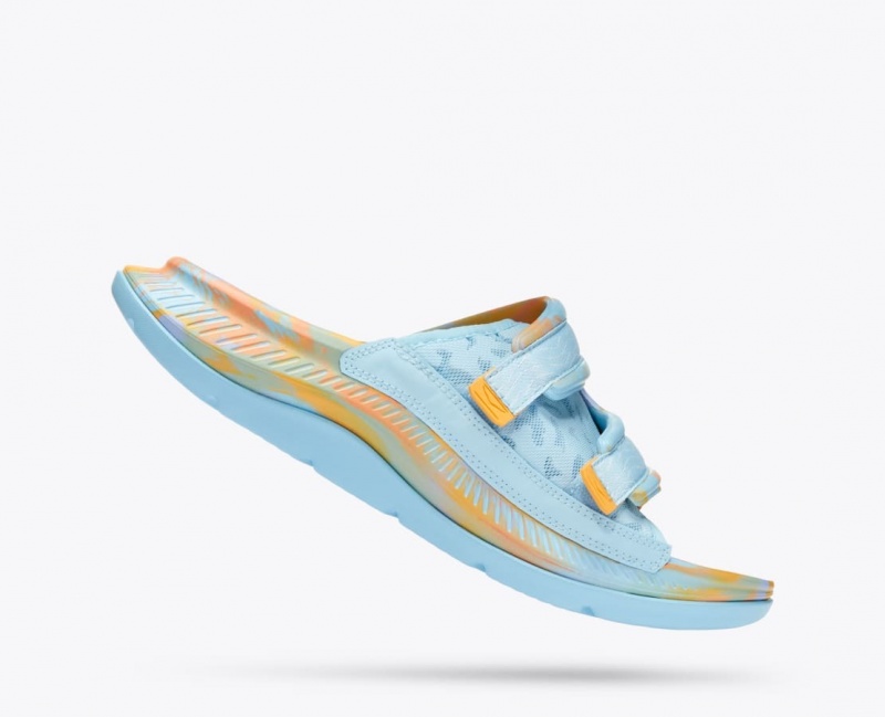 Light Blue / Orange HOKA Ora Luxe Men's Slide | 603279GND