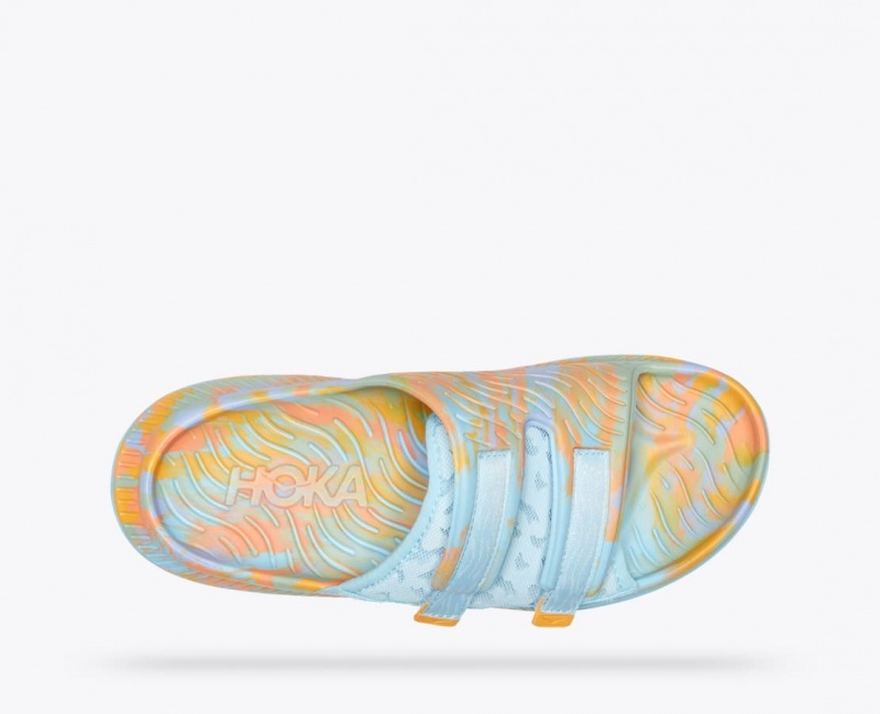 Light Blue / Orange HOKA Ora Luxe Men's Slide | 603279GND