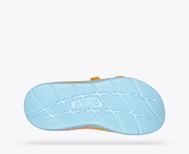 Light Blue / Orange HOKA Ora Luxe Men's Slide | 603279GND