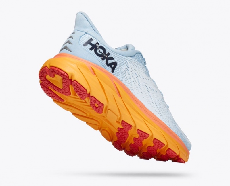 Light Blue / White / Orange HOKA Clifton 8 Women's Running Shoes | 573680NYW