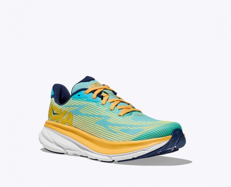 Light Green / Orange HOKA Clifton 9 Kids' Running Shoes | 160427XSB