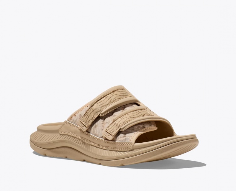 Light Khaki HOKA Ora Luxe Men's Slide | 790134PZO